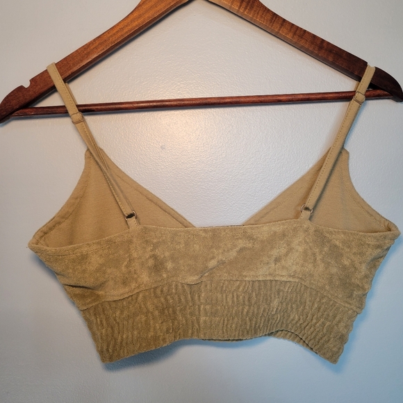 Missguided Toweling Crop Bralette Top Womens Size 6 Green Olive/Army Terry Cloth - Picture 3 of 7
